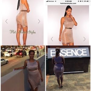 Rose gold metallic cover up dress